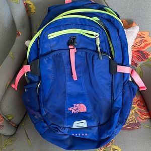 North Face Recon Neon Indigo Pink Yellow Backpack